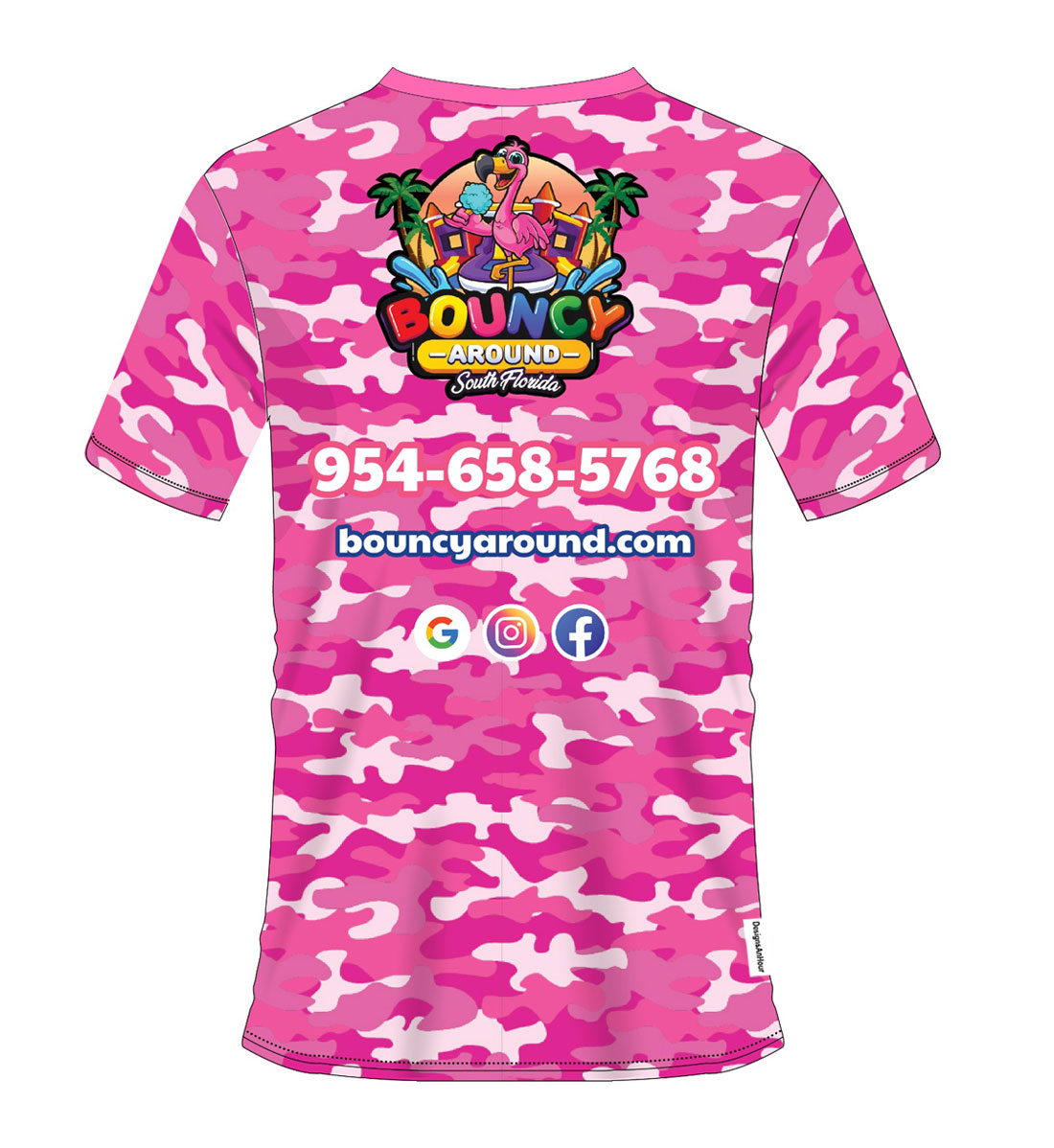bounce house rental camo printed shirts.