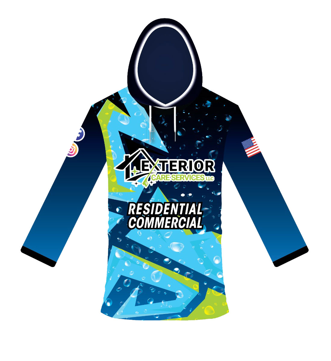 dye sublimation pressure wash hoodie design